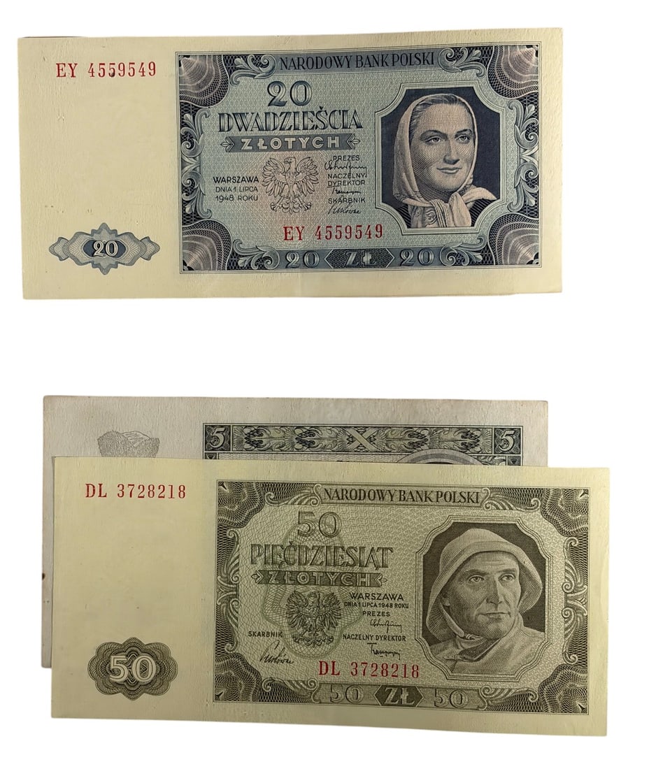 Vintage Polish Zlotych Banknotes 1930-1948 4pc LOT (1 of 4)