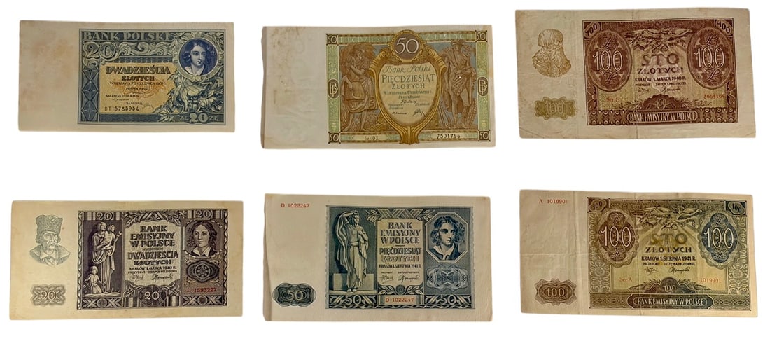 Vintage Polish Zlotych Banknotes 1929-1941 6pc LOT (1 of 5)