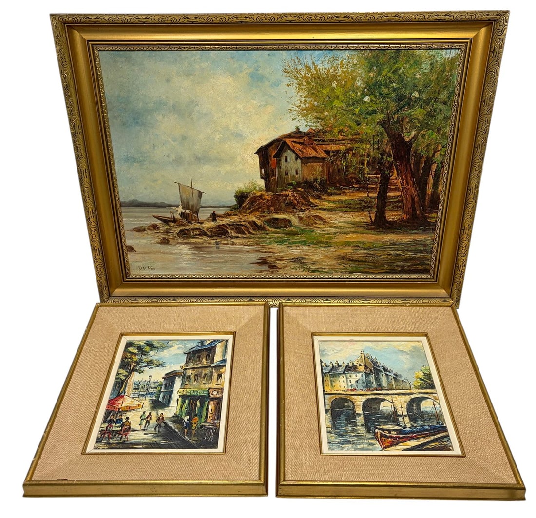 Framed Landscape & Cityscape Oil Paintings 3pc LOT (1 of 5)