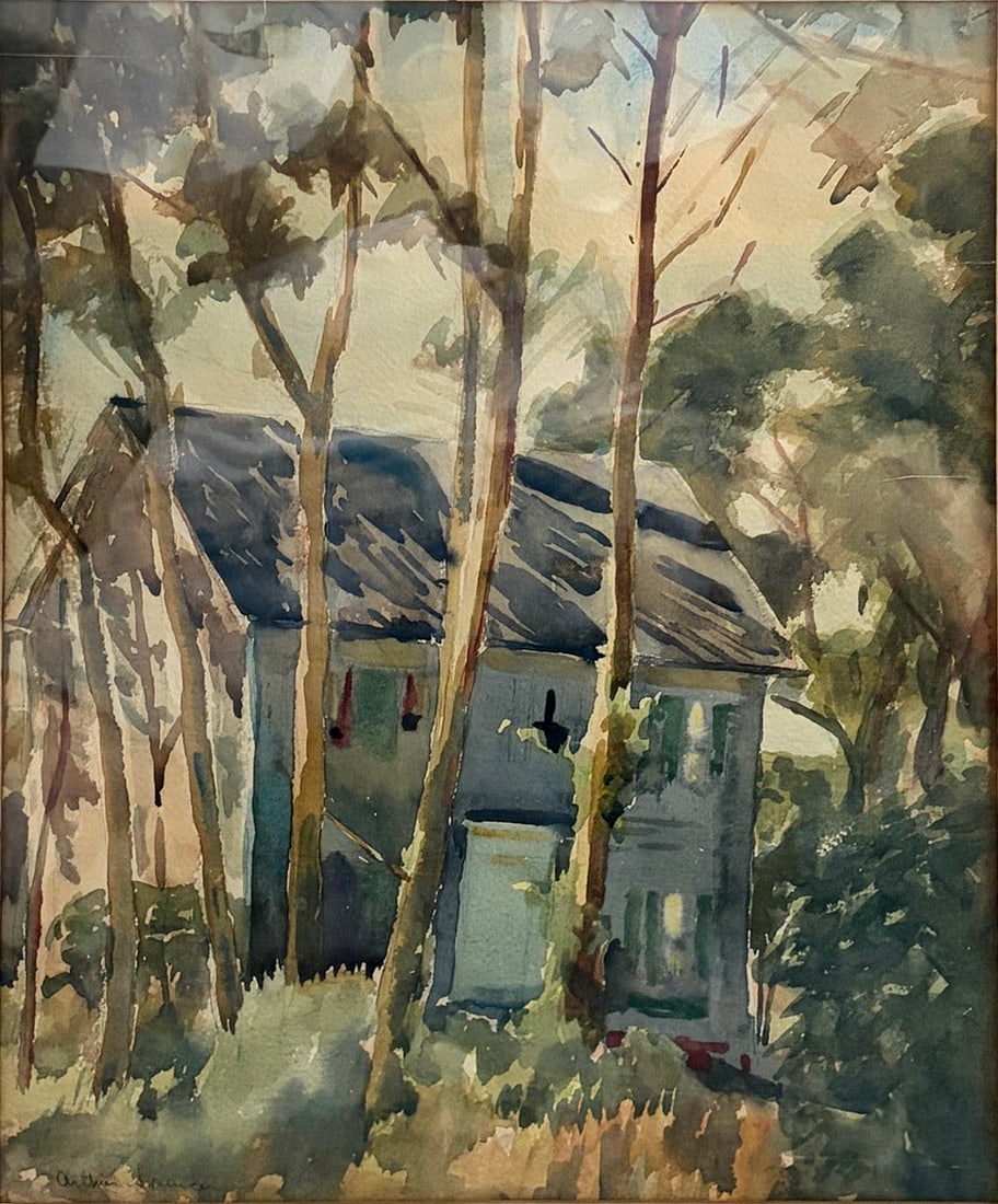 Signed A. Spencer Watercolor Landscape Painting (1 of 3)