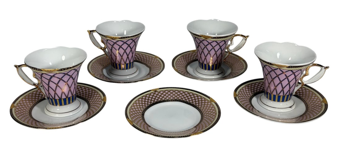 GNA Porcelain Coffee Service, Gilt Decorated 9pcs (1 of 4)