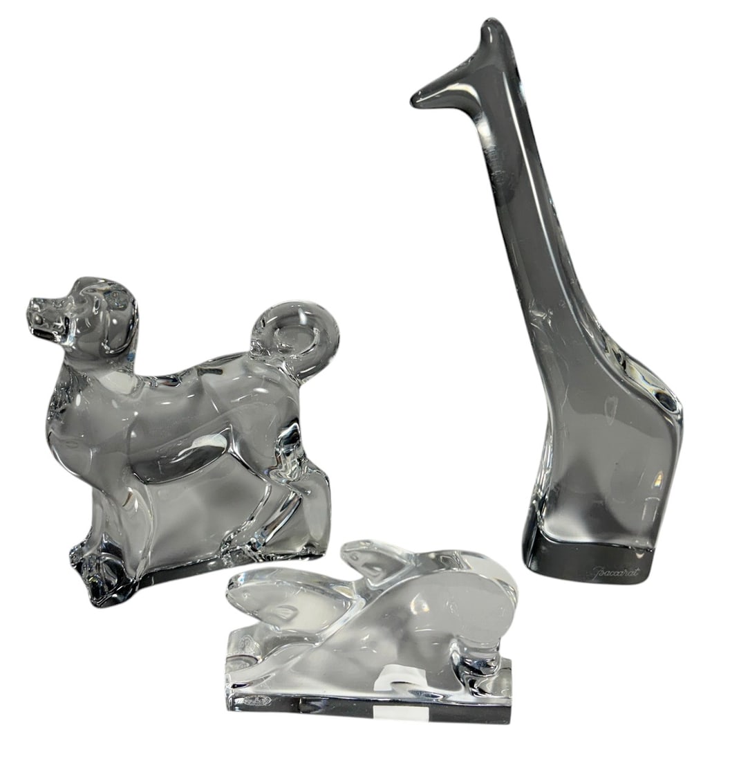 Baccarat France Crystal Animal Sculptures 3pc LOT (1 of 12)