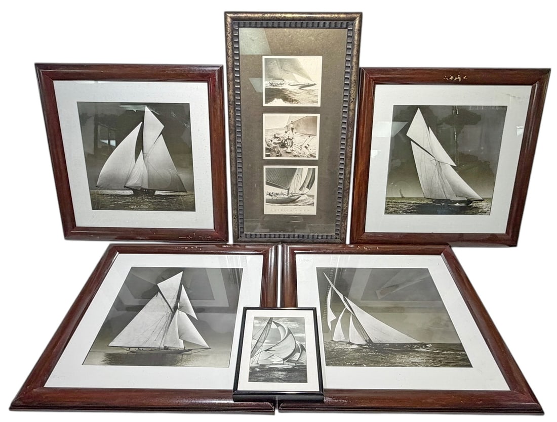 Framed Nautical Sailing Yacht Photographic 6pc LOT (1 of 6)