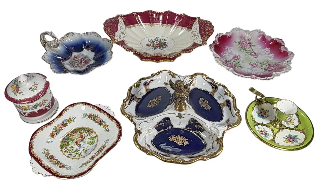 Porcelain and Enameled Serving Articles 7pc LOT (1 of 12)