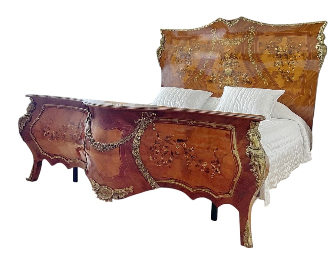 French King Size Marquetry Bed With Bronze Mounts (1 of 13)