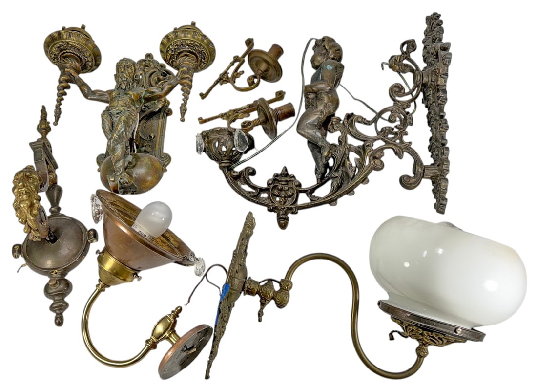 Assorted Figural Sconces & Lighting Parts 7pc LOT (1 of 4)