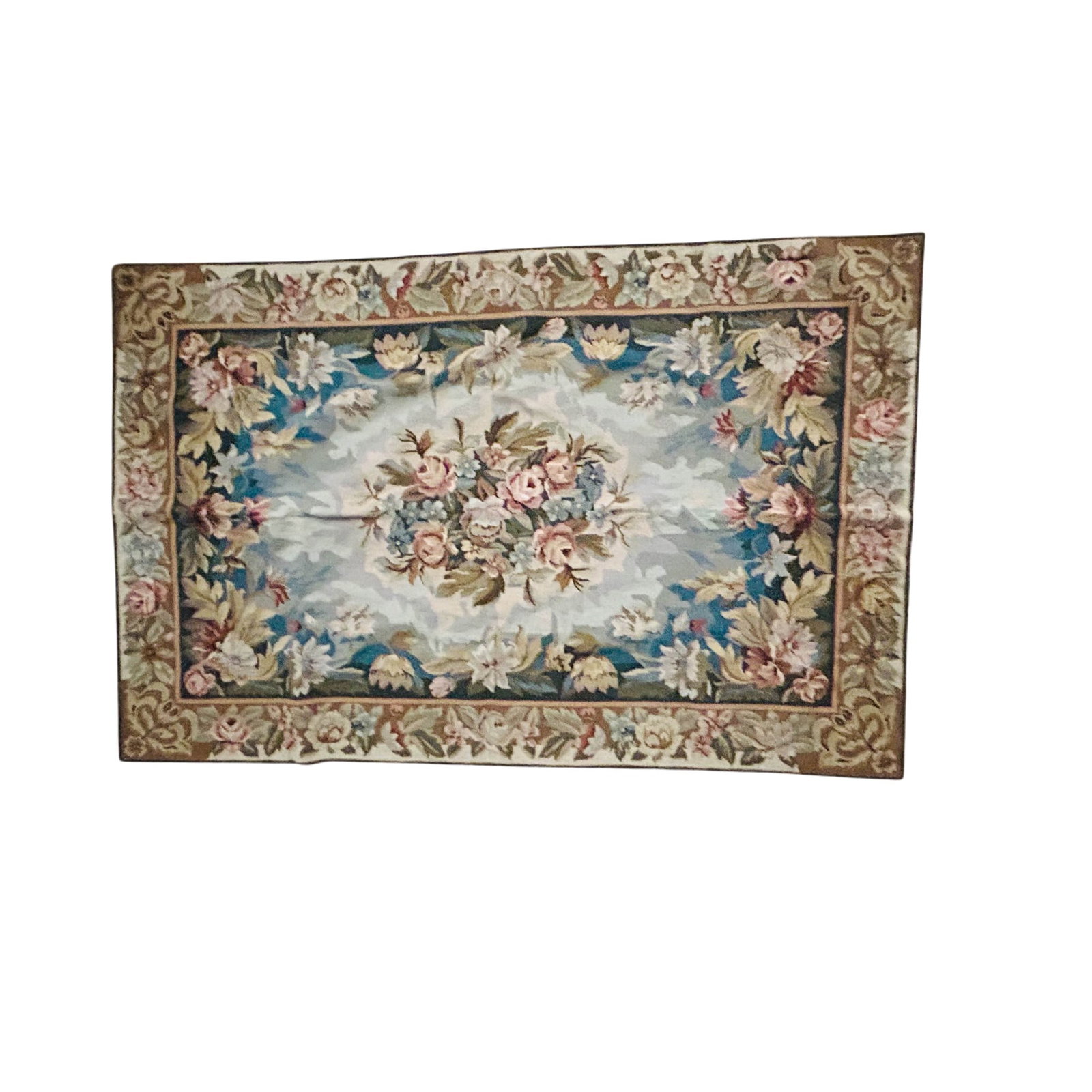 Aubusson Style Floral Needlepoint Tapesty Textile (1 of 2)