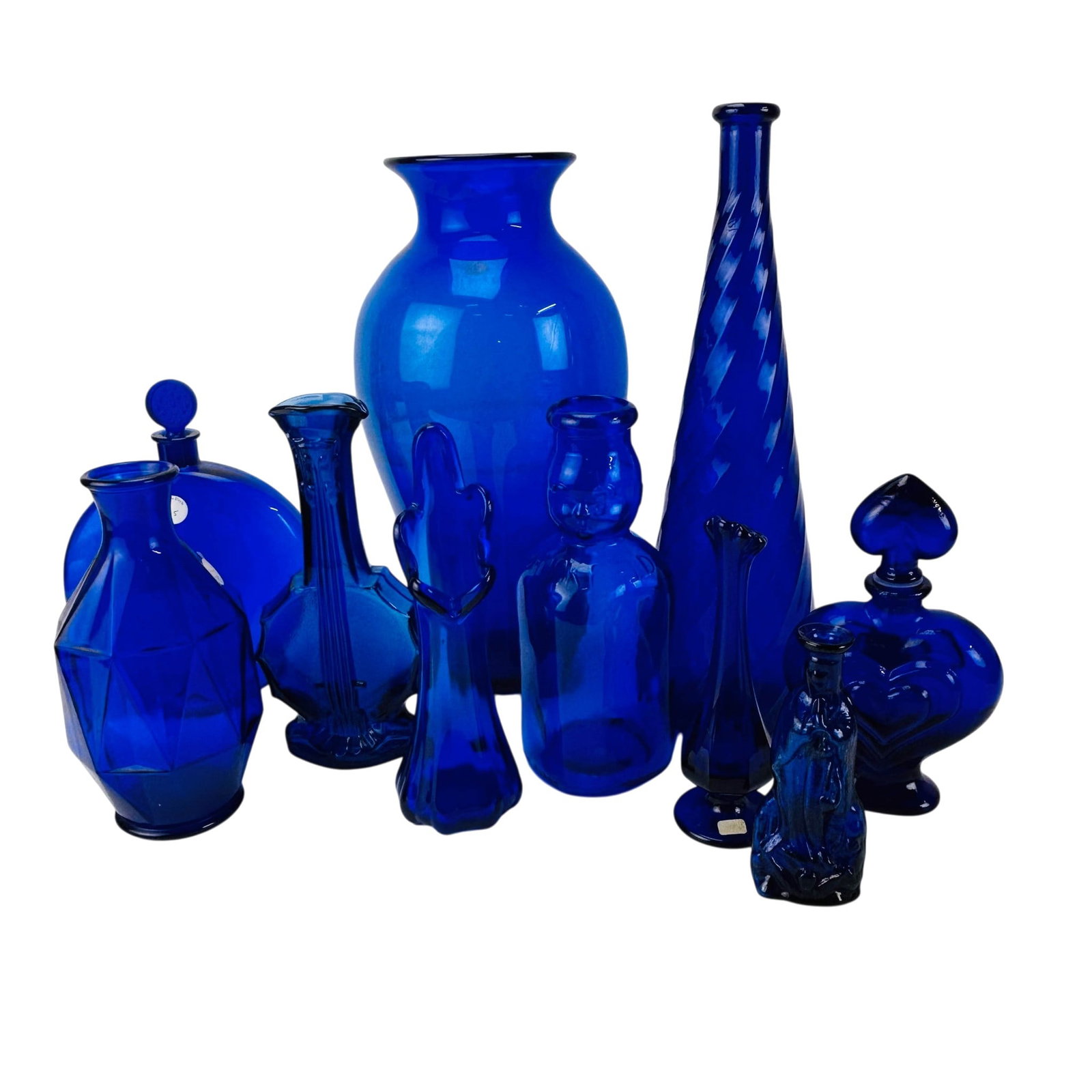 Cobalt Blue Art Glass Bottles & Vases 10pc LOT (1 of 13)