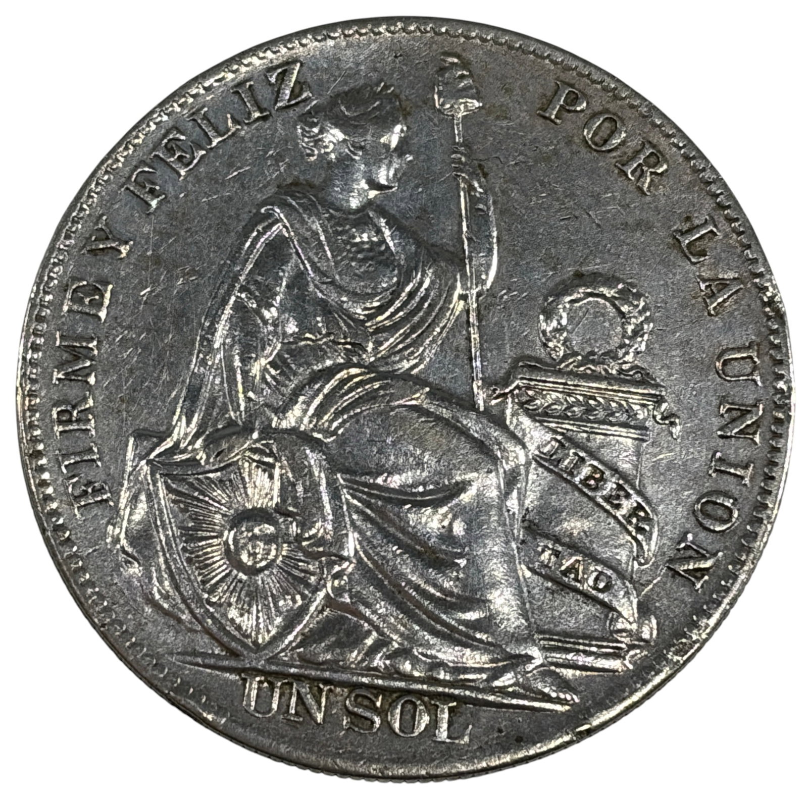 1934 Peru Un Sol Lima Mint Liberty Silver Coin (1 of 2)