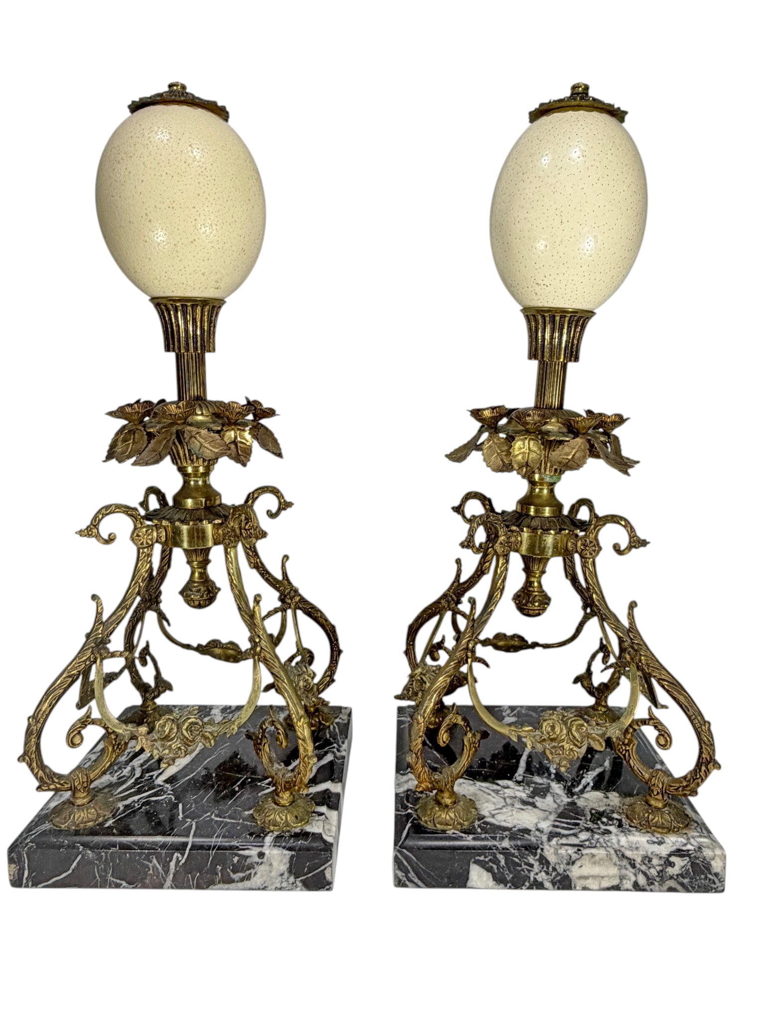 French Bronze Marble Ostrich Egg Ornaments 2pc LOT (1 of 5)
