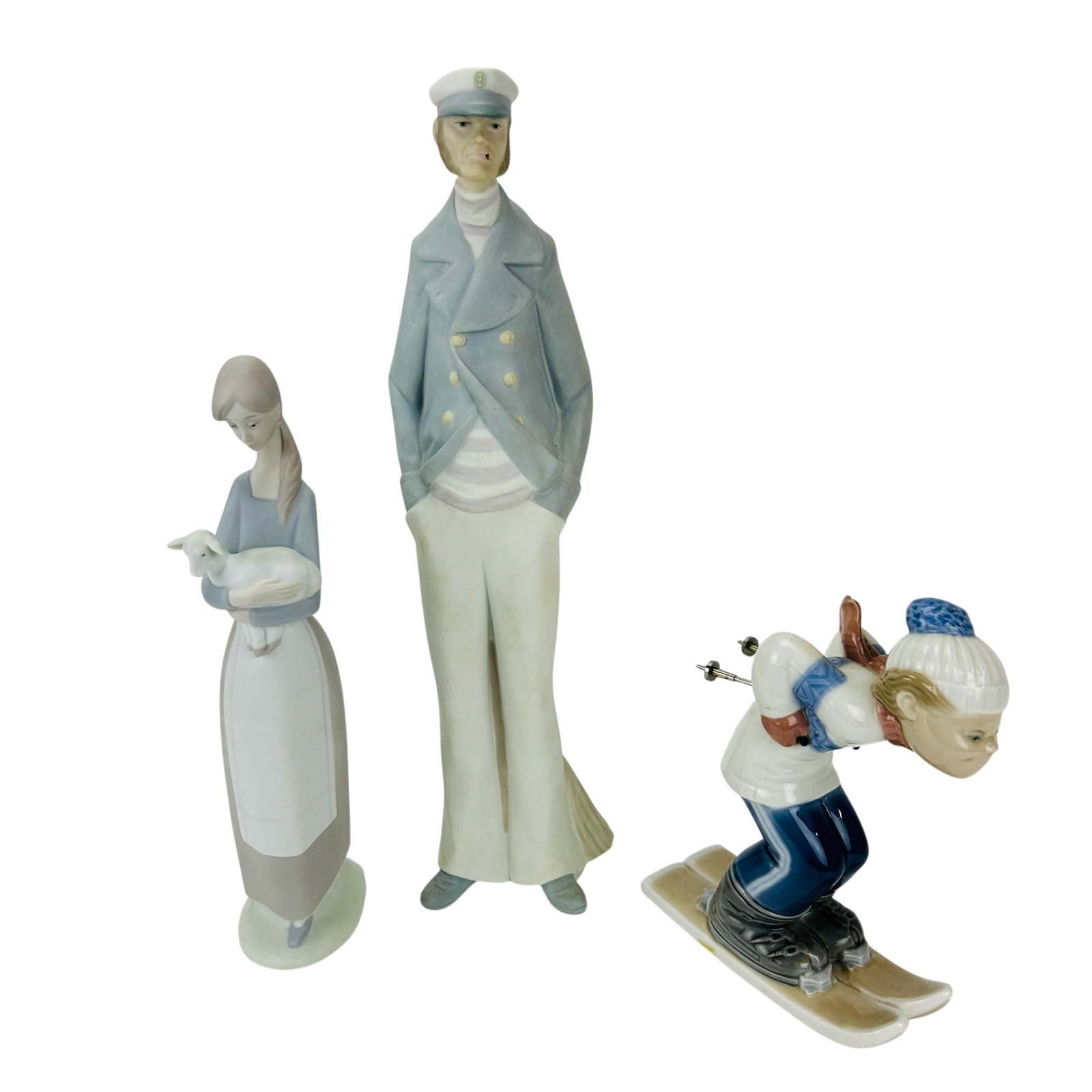Lladro Girl w Lamb, Captain & Skier Puppet 3pc LOT (1 of 7)