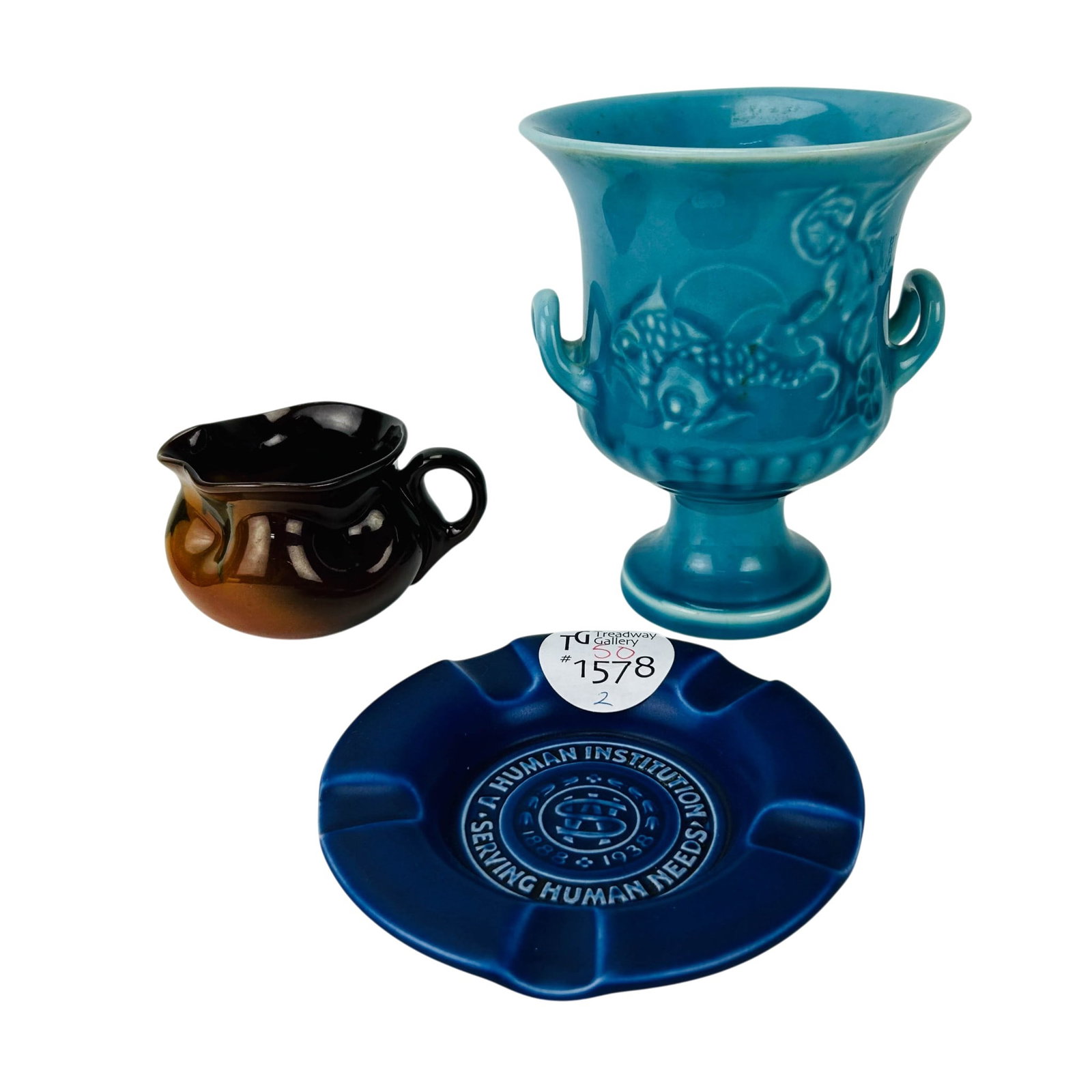 Rookwood Art Pottery Ashtray Creamer & Urn 3pc LOT (1 of 7)