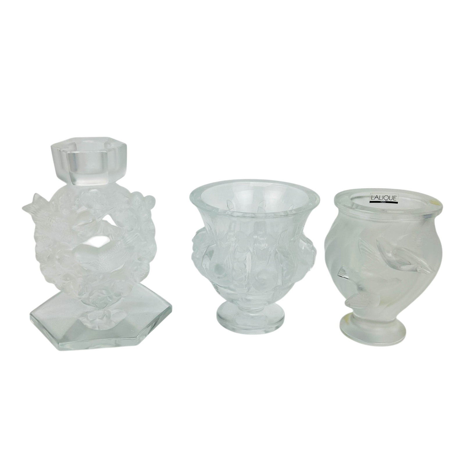 Lalique Mesanges Dampiere Rosine Candlestick Vases (1 of 5)