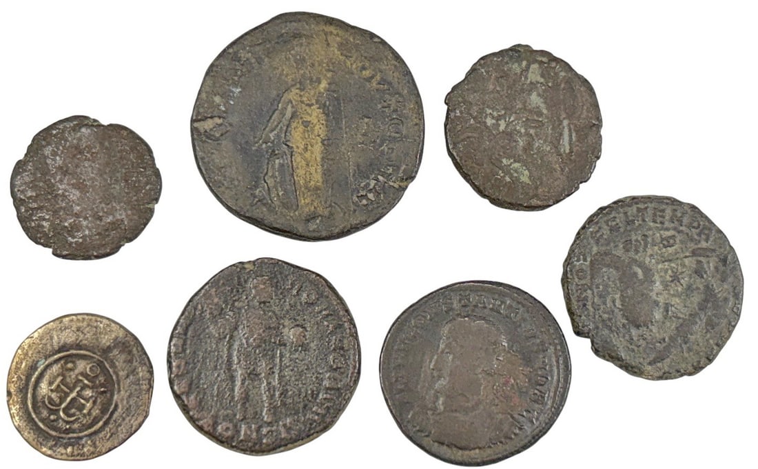 Ancient Roman Archaeological Bronze Coins 7pc LOT (1 of 7)