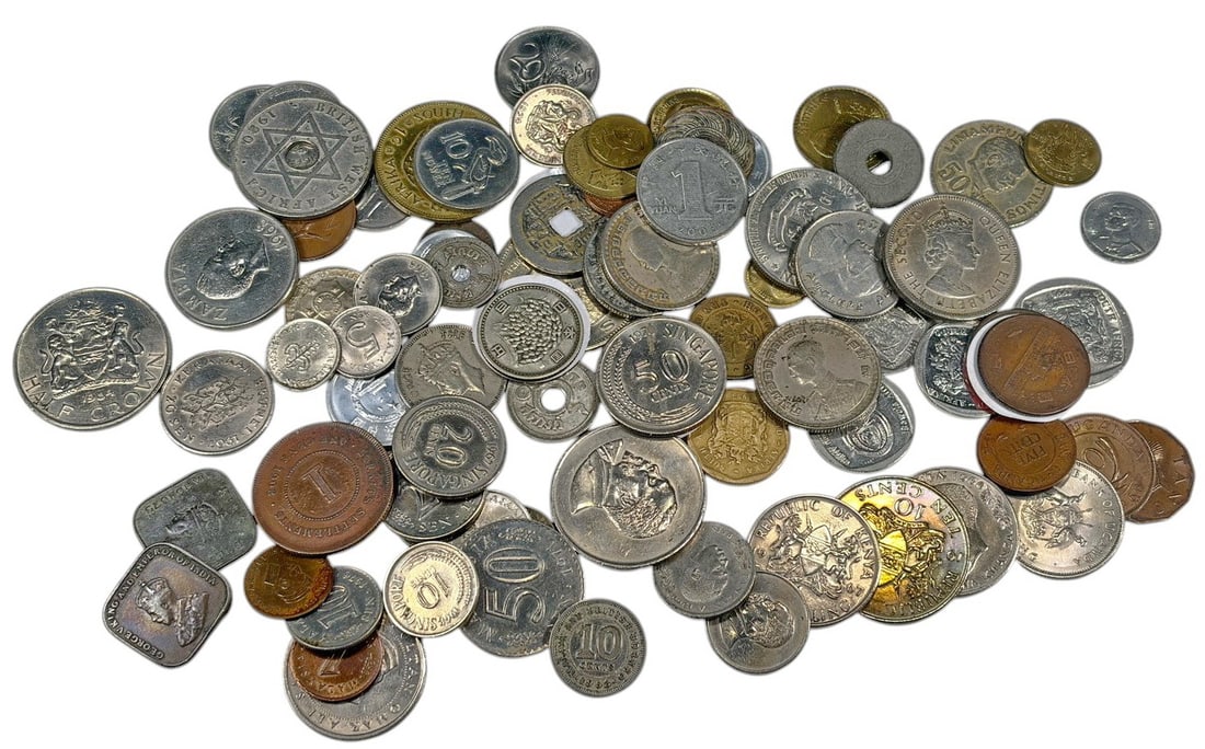 Mixed South Africa World Coin Collection 83pc LOT: Lot of eighty-three world coins including a group of South African coins together with assorted world coins from multiple countries. Features mixed denominations, dates, metals, and circulating design