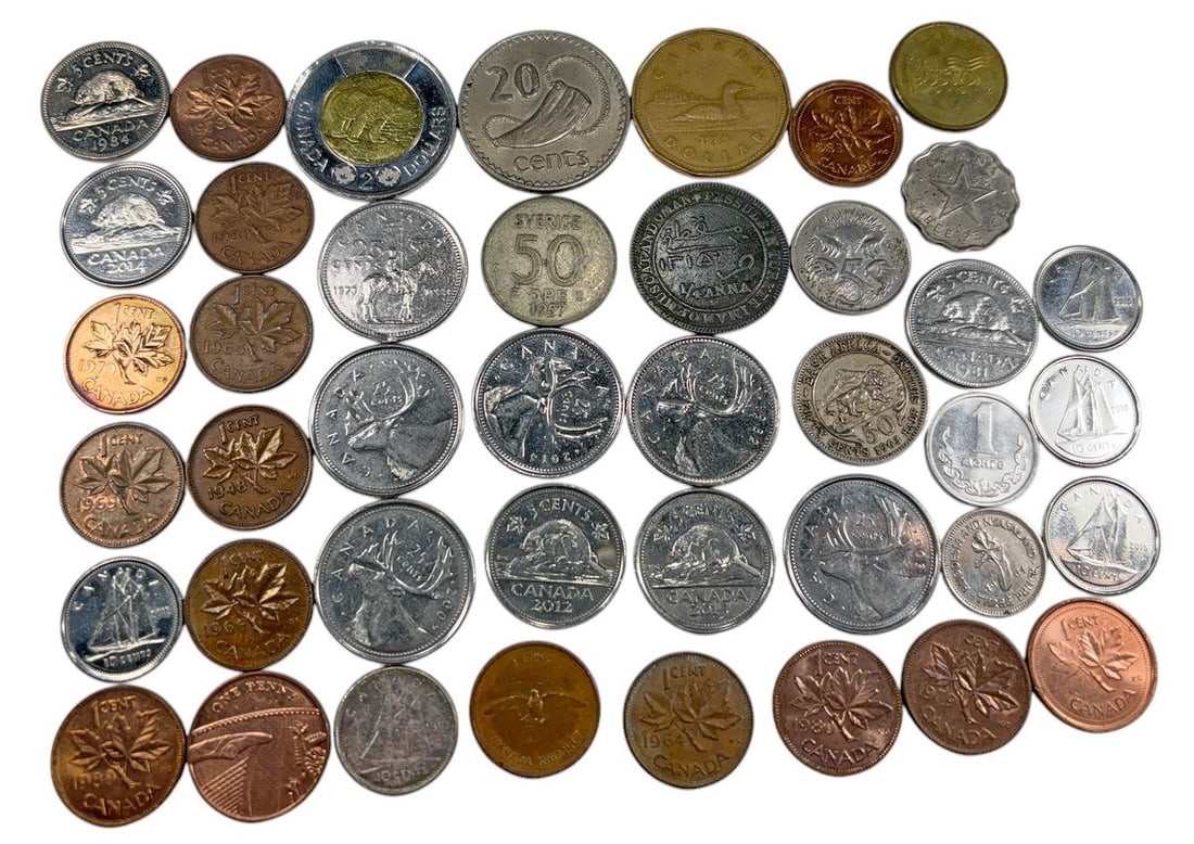 Canada & Mixed World Coins Collection 44pc LOT (1 of 5)