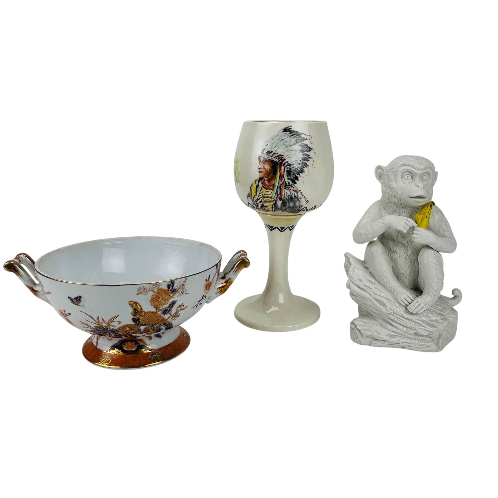 Belleek Chalice Aldon Monkey & Dynasty Bowl 3p LOT (1 of 10)