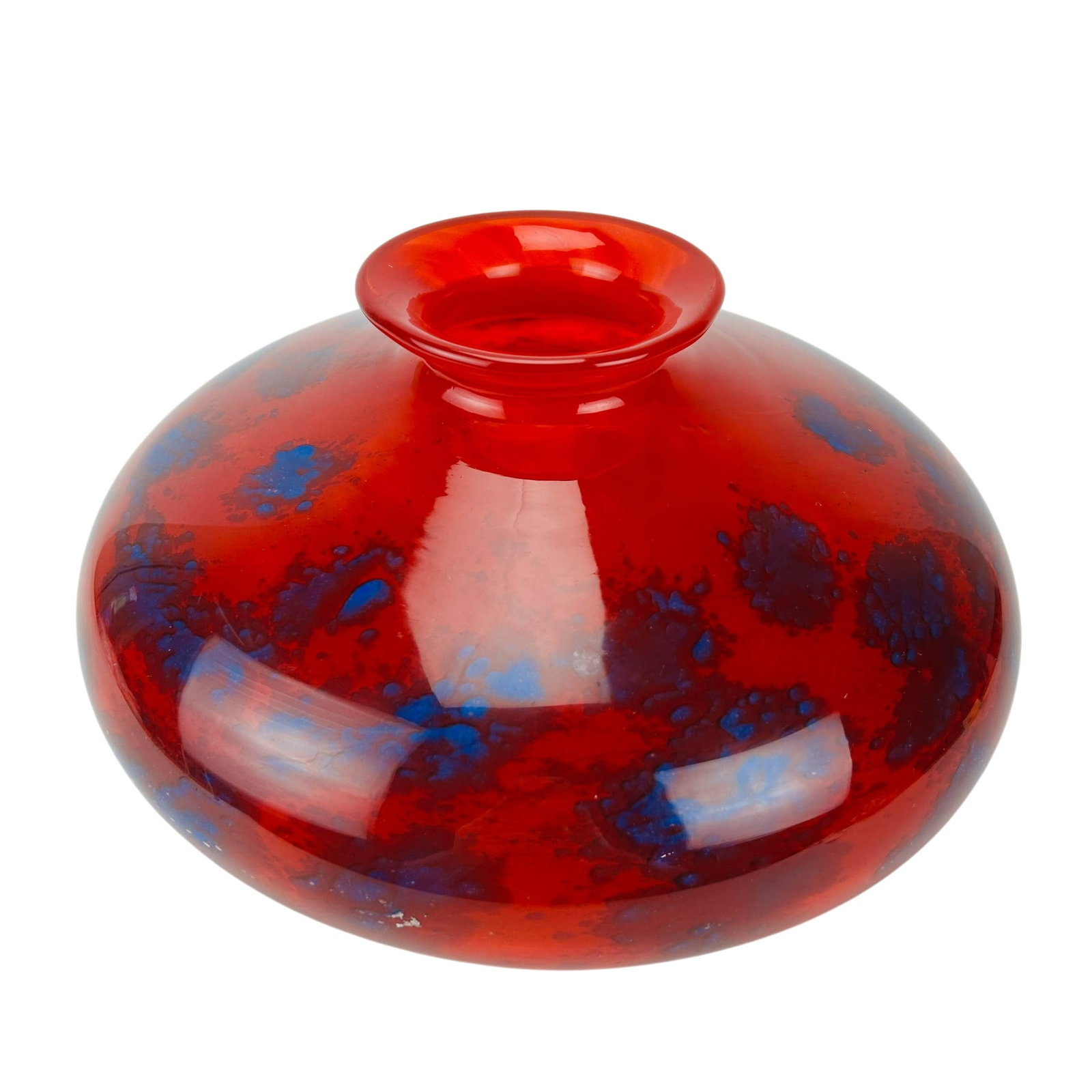 Schneider Art Deco Mottled Blue Red Art Glass Vase (1 of 6)