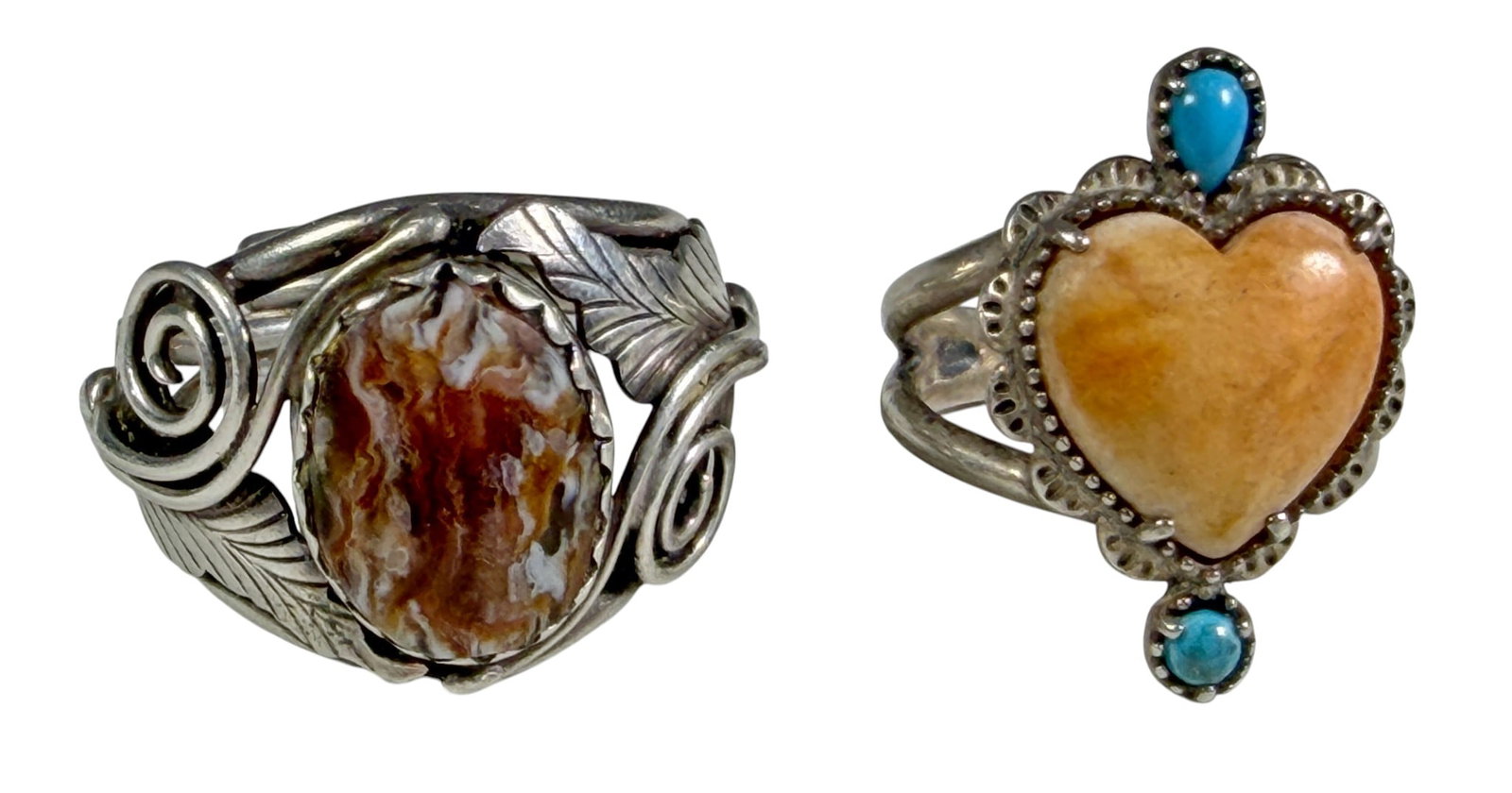 Sterling Silver Gemstone Rings Cabochon 2pc LOT (1 of 5)