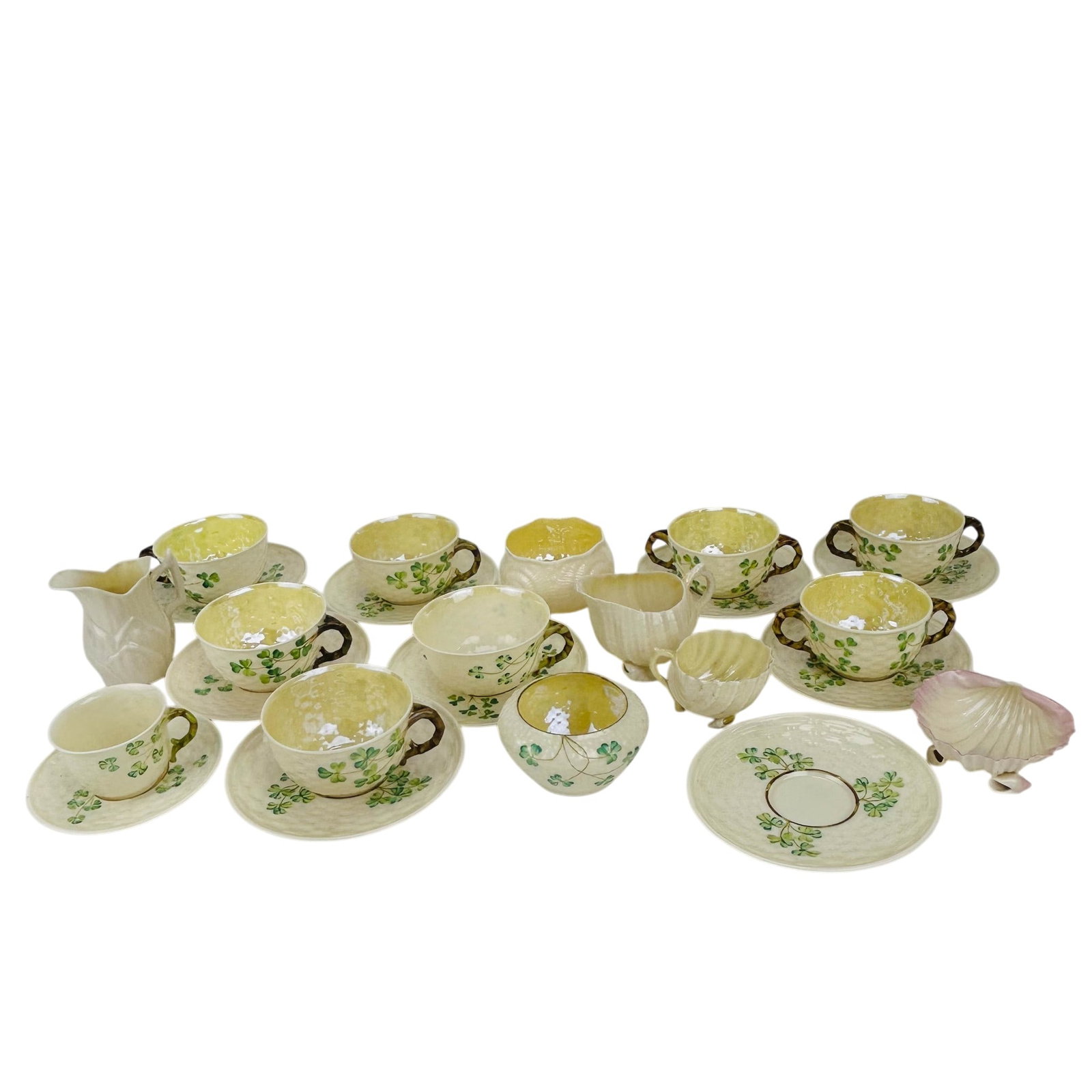 Belleek Porcelain Tea Cup Saucer Creamer Sugar 24p (1 of 10)