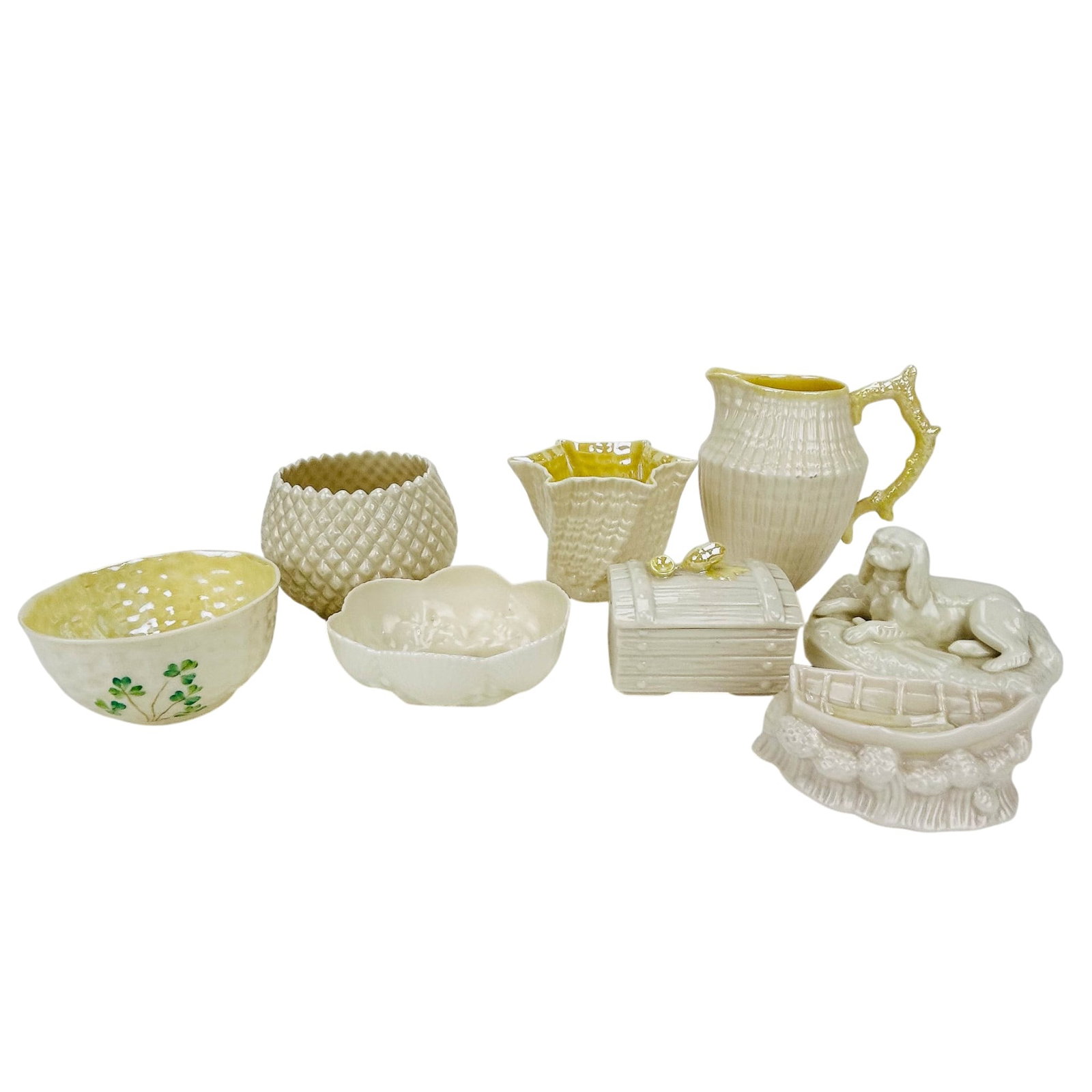 Belleek Porcelain Pitcher Vase Bowl Figurine 8pc (1 of 8)