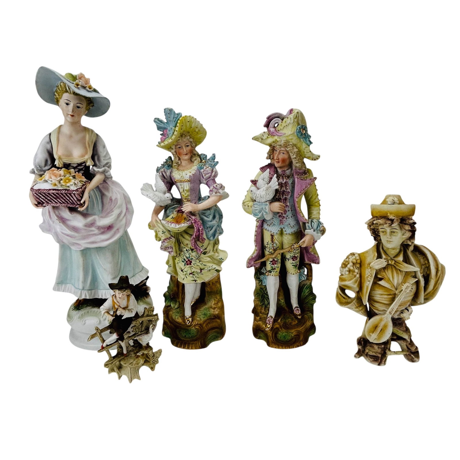 Bisque Porcelain Victorian Male Female Figurine 5p (1 of 10)