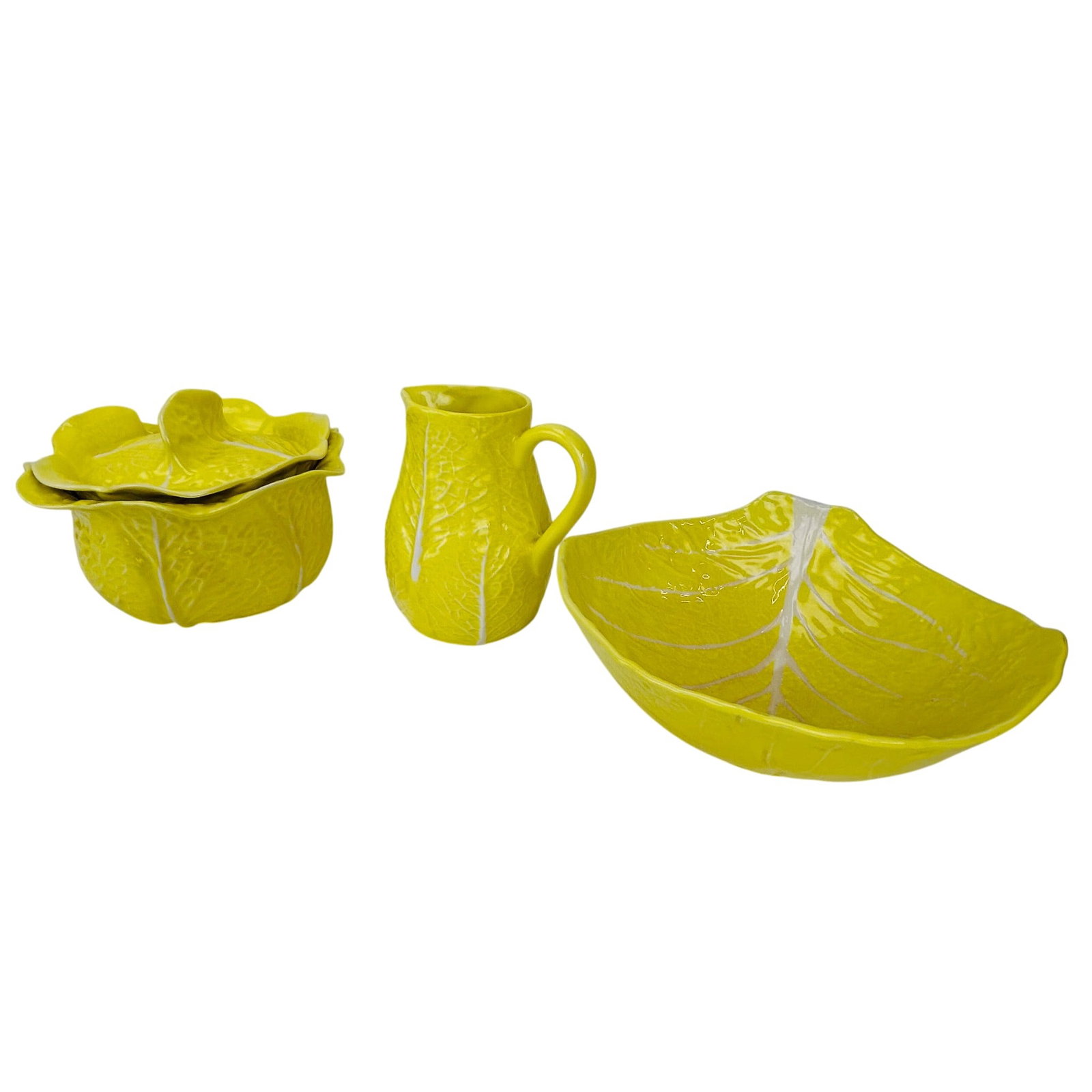 Secla Portugal Majolica Cabbageware Bowl Jug 3pc (1 of 6)