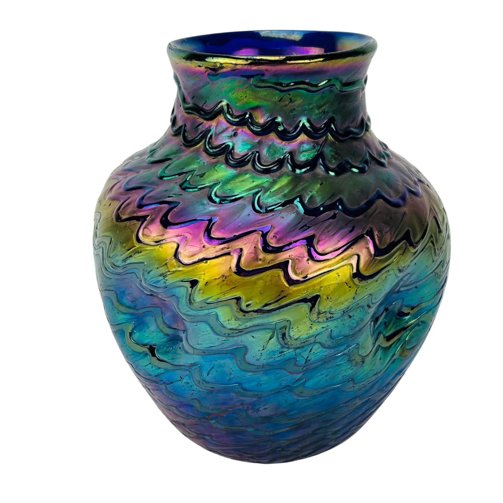 Loetz Austrian Art Glass Iridescenet Dimpled Vase (1 of 5)