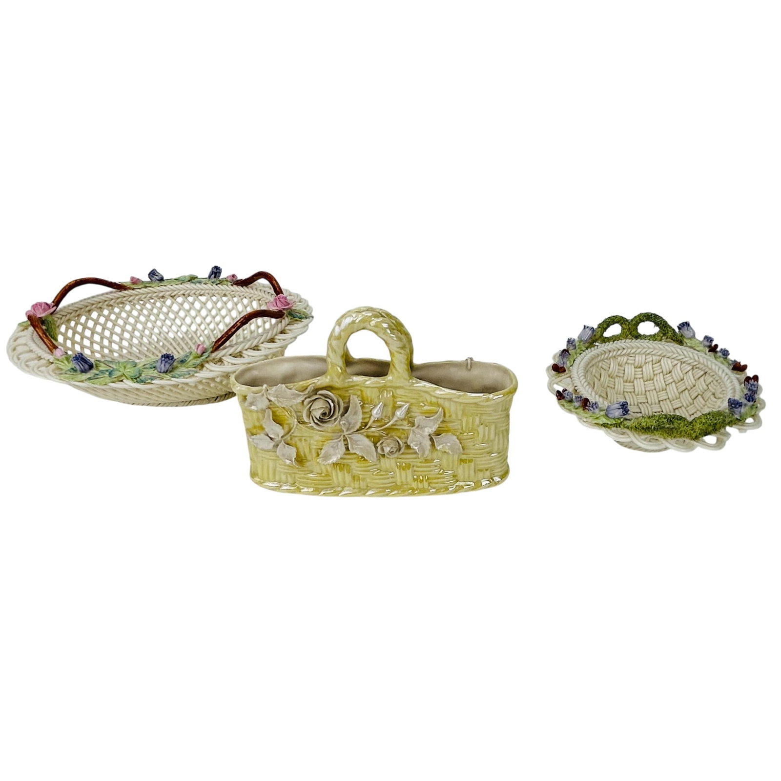 Belleek Irish Porcelain Woven Basketweave Bowl 3pc (1 of 5)