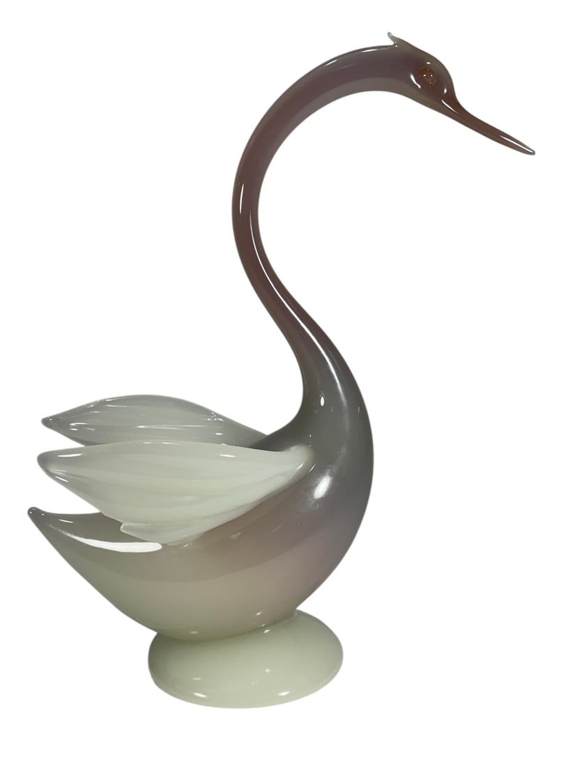 Archimede Seguso Murano Pink Opal Glass Swan (1 of 7)