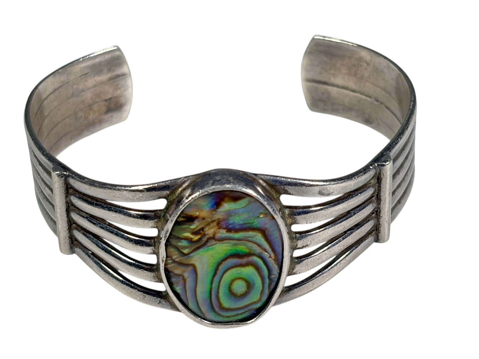 Sterling 925 Abalone Shell Cuff Bracelet 30.7 g (1 of 5)