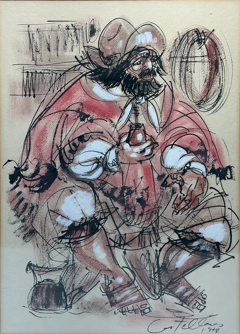 Elena Castellanos Gaucho Drinking Mate Painting (1 of 4)