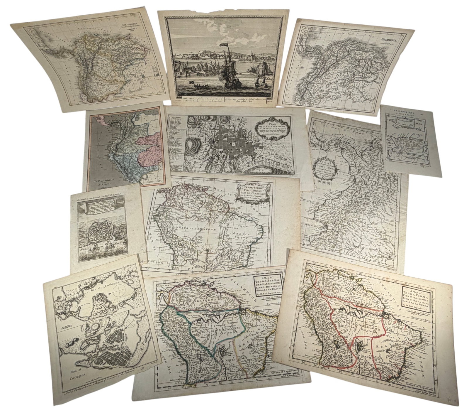 South America Antique Maps & Engravings 12pc LOT (1 of 2)