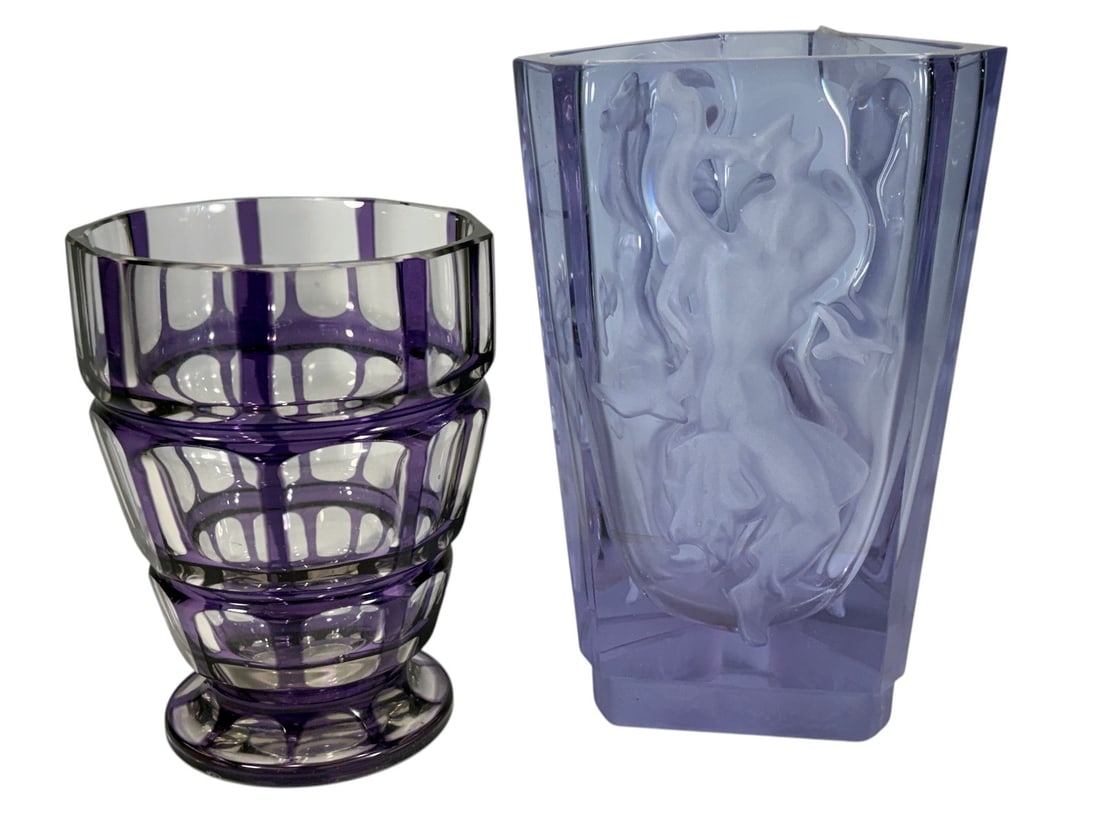 Purple Crystal & Art Glass Decorative Vases 2pcs (1 of 8)
