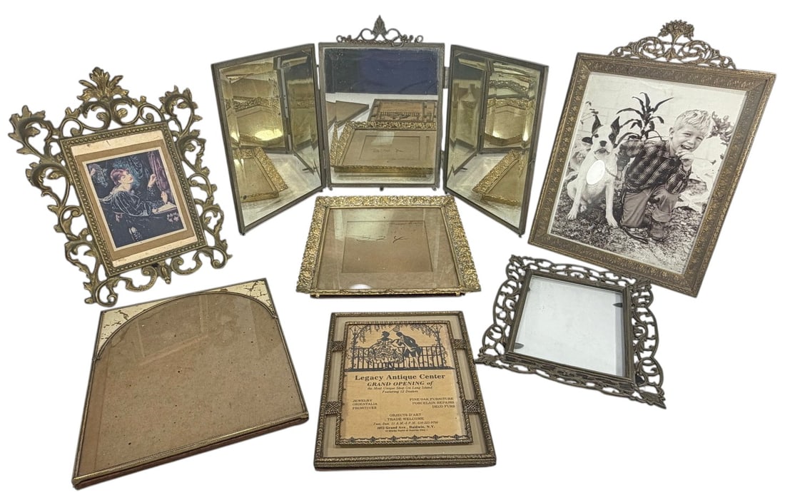 Assorted Brass Tray, Picture Frames & Mirrors 7pcs (1 of 5)