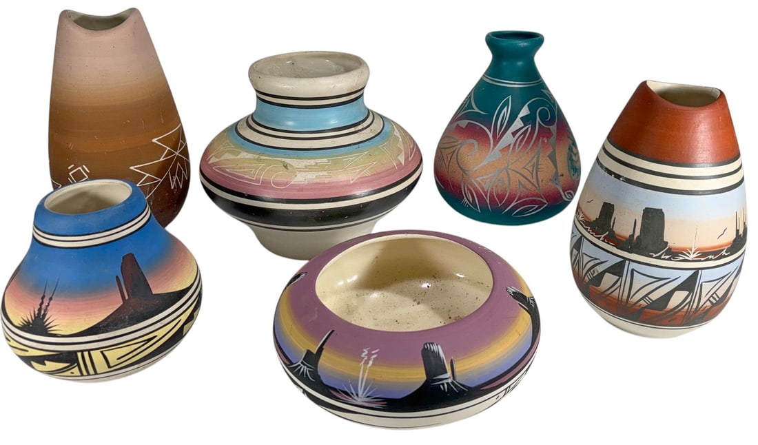 Assorted Signed Southwestern Art Pottery 6pc LOT (1 of 9)