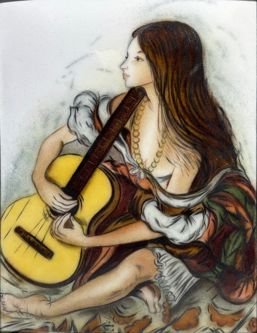 Schoneberg by Negroni Enamel Guitar Girl Plaque (1 of 5)