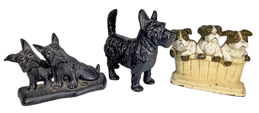 Wrought Iron Figural Dog Form Doorstops 3pc LOT (1 of 7)