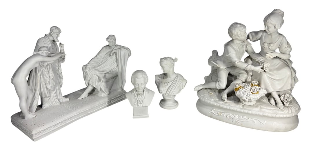 Meissen Style Bisque Porcelain Figures 4pc LOT (1 of 9)