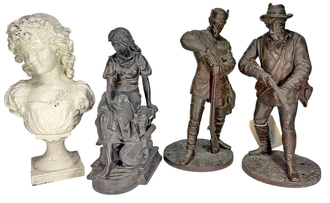 Mixed Materials Figural Sculptures & Busts 4pc LOT (1 of 6)