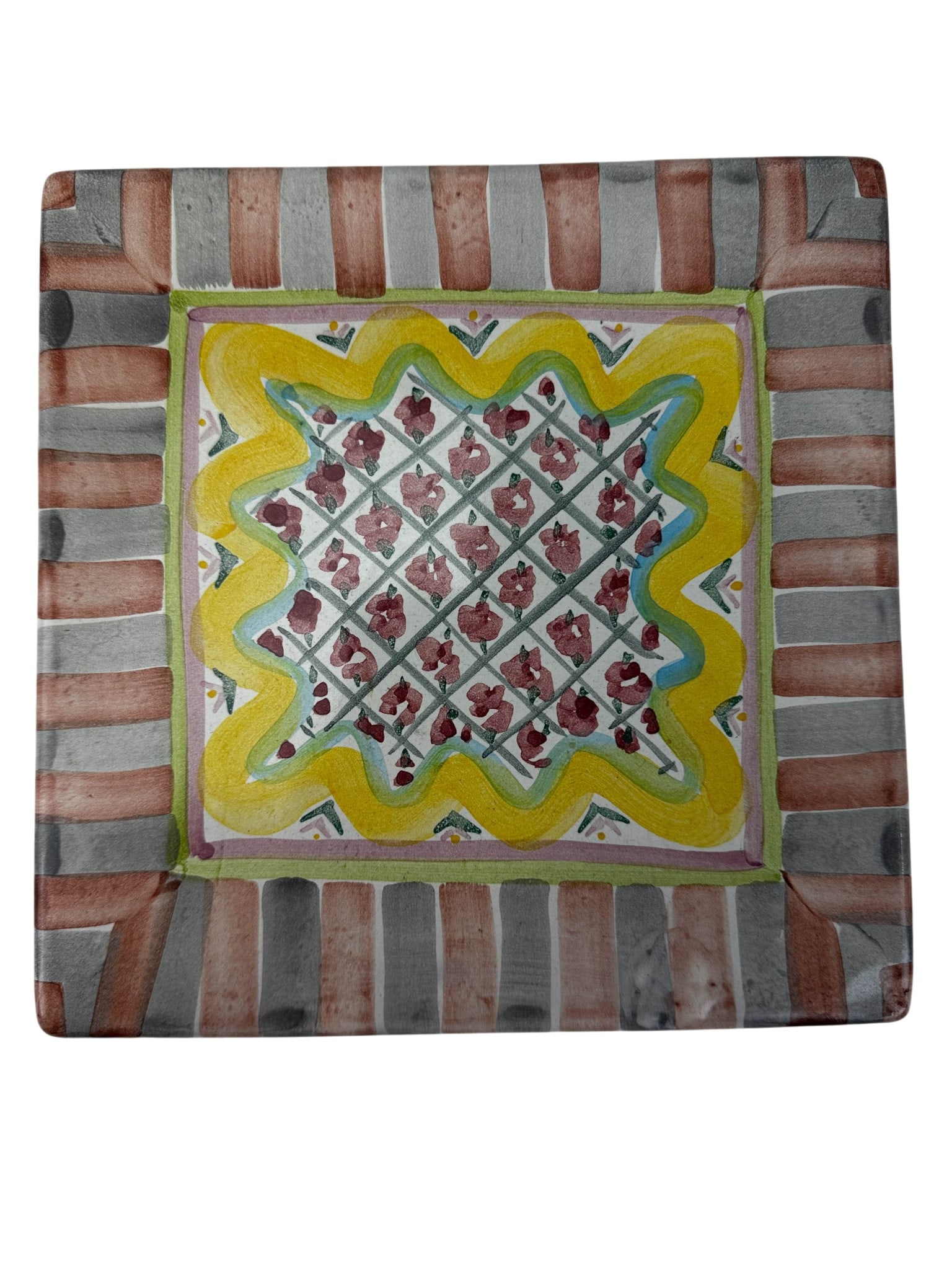 Mackenzie Childs Pottery Keukenhof Square Trivet (1 of 2)