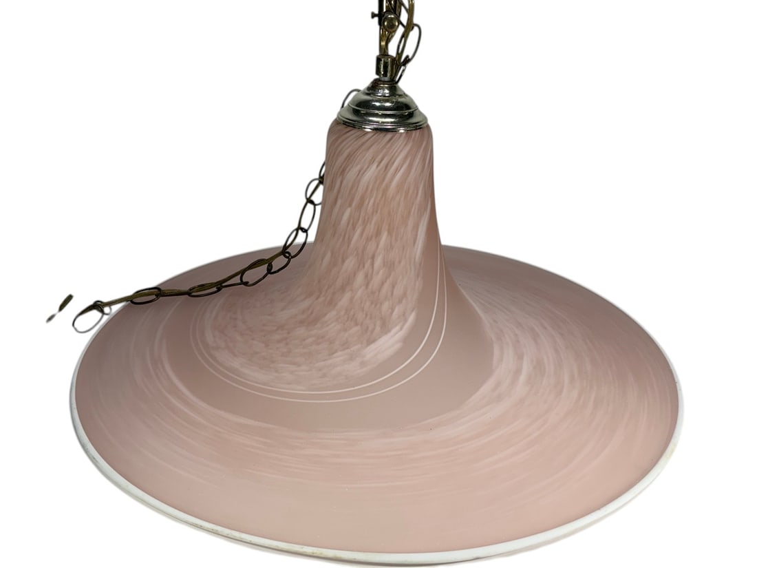 Mid Century Murano Style Pink Glass Pendant Light (1 of 4)