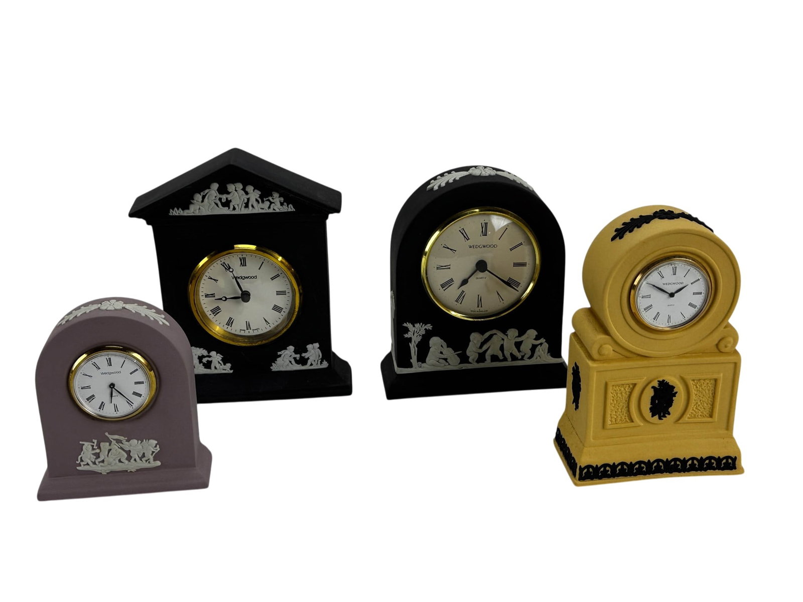 Wedgwood Black Cane Ware Lilac Jasperware Clocks (1 of 5)
