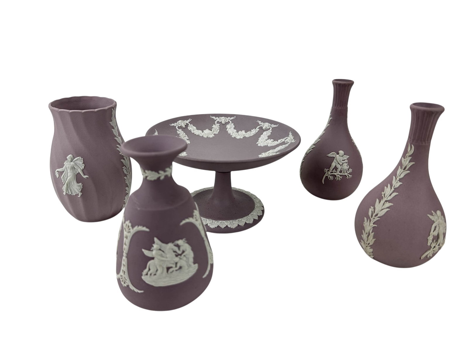 Wedgwood Lilac Jasperware Bud Vase Compote 5pc LOT (1 of 5)