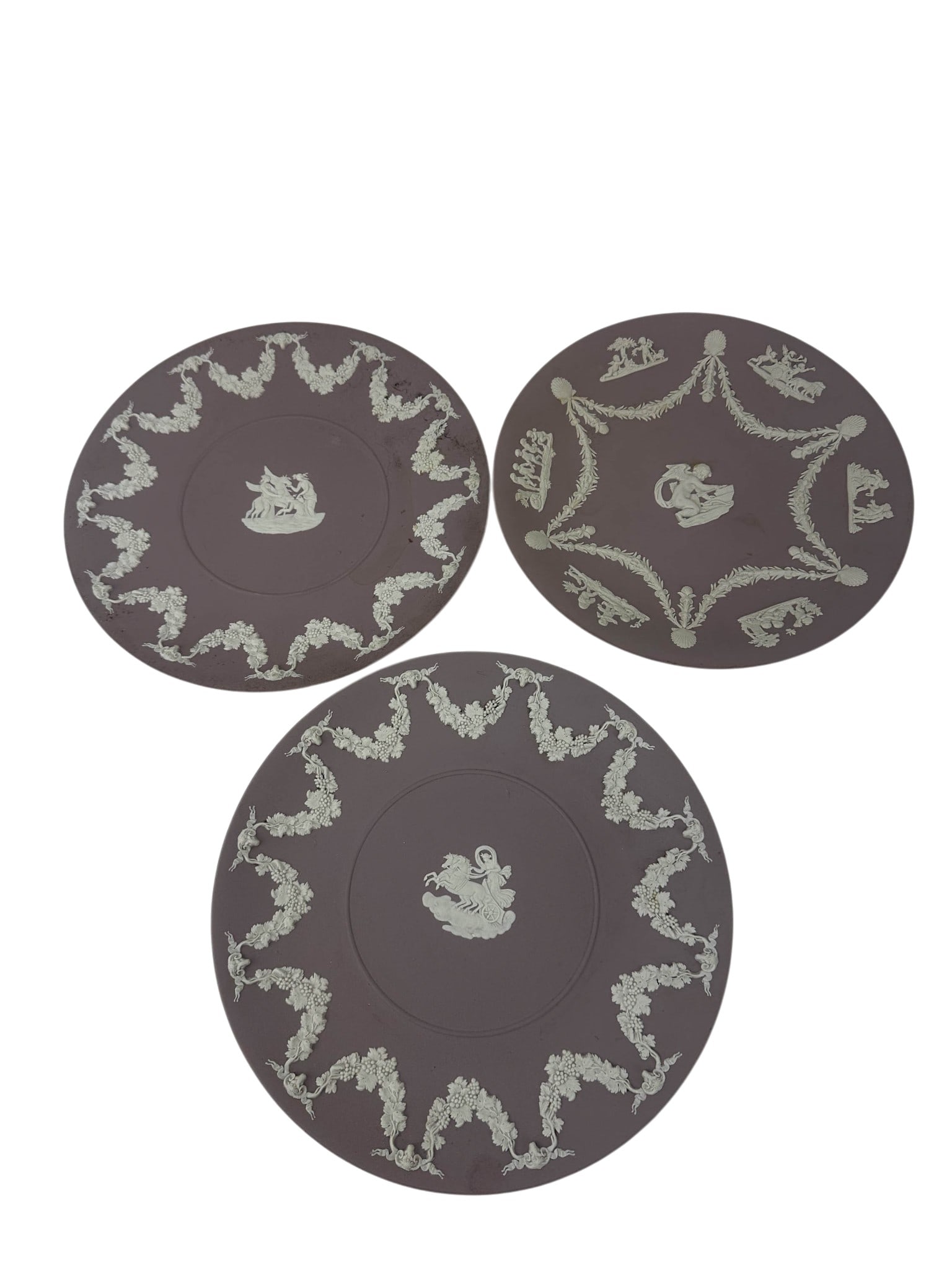 Wedgwood Lilac Jasperware Cabinet Plates 3pc LOT (1 of 5)