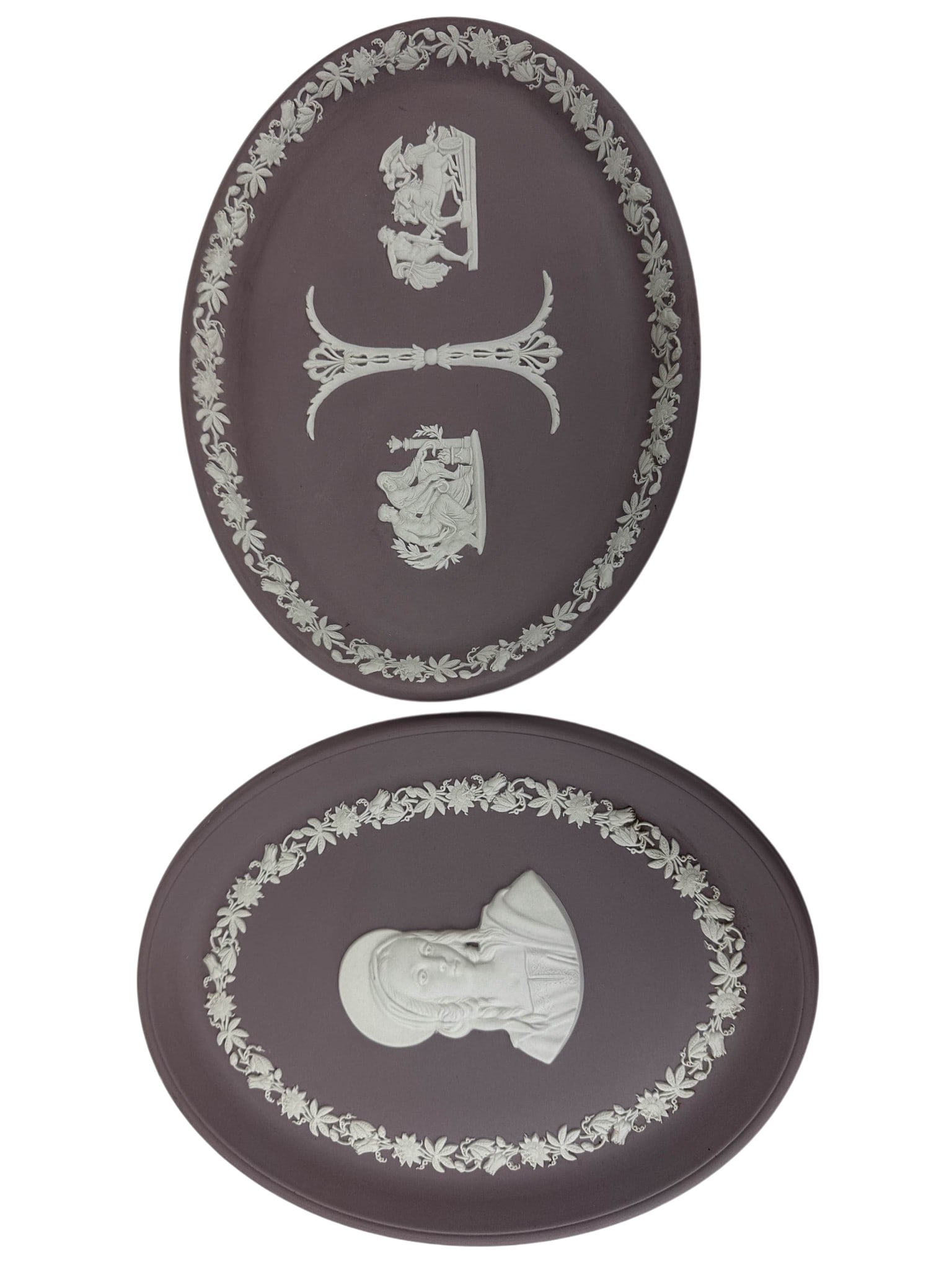 Wedgwood Lilac Jasperware Oval Plaques 2pc LOT (1 of 4)