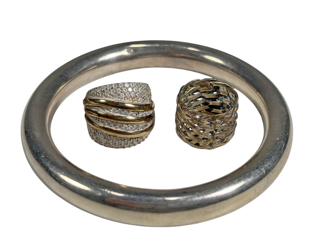 925 Sterling Silver Mixed Bracelet & Rings 3pc LOT (1 of 6)