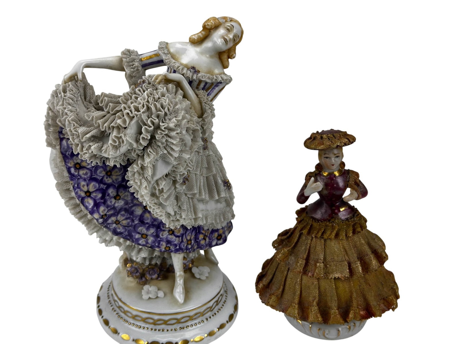 Volkstedt & Dresden Style Porcelain Lace Figurines (1 of 4)
