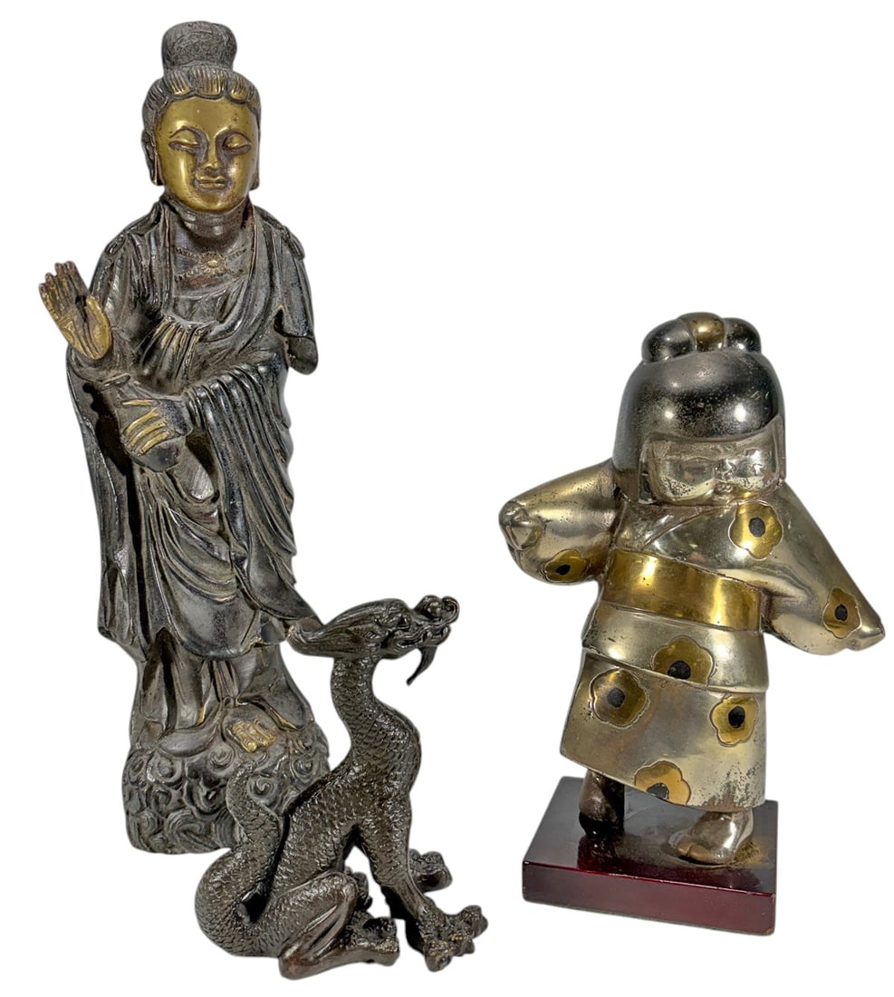 Mixed Asian Bronze Sculptures & Dragon 3pc LOT (1 of 8)