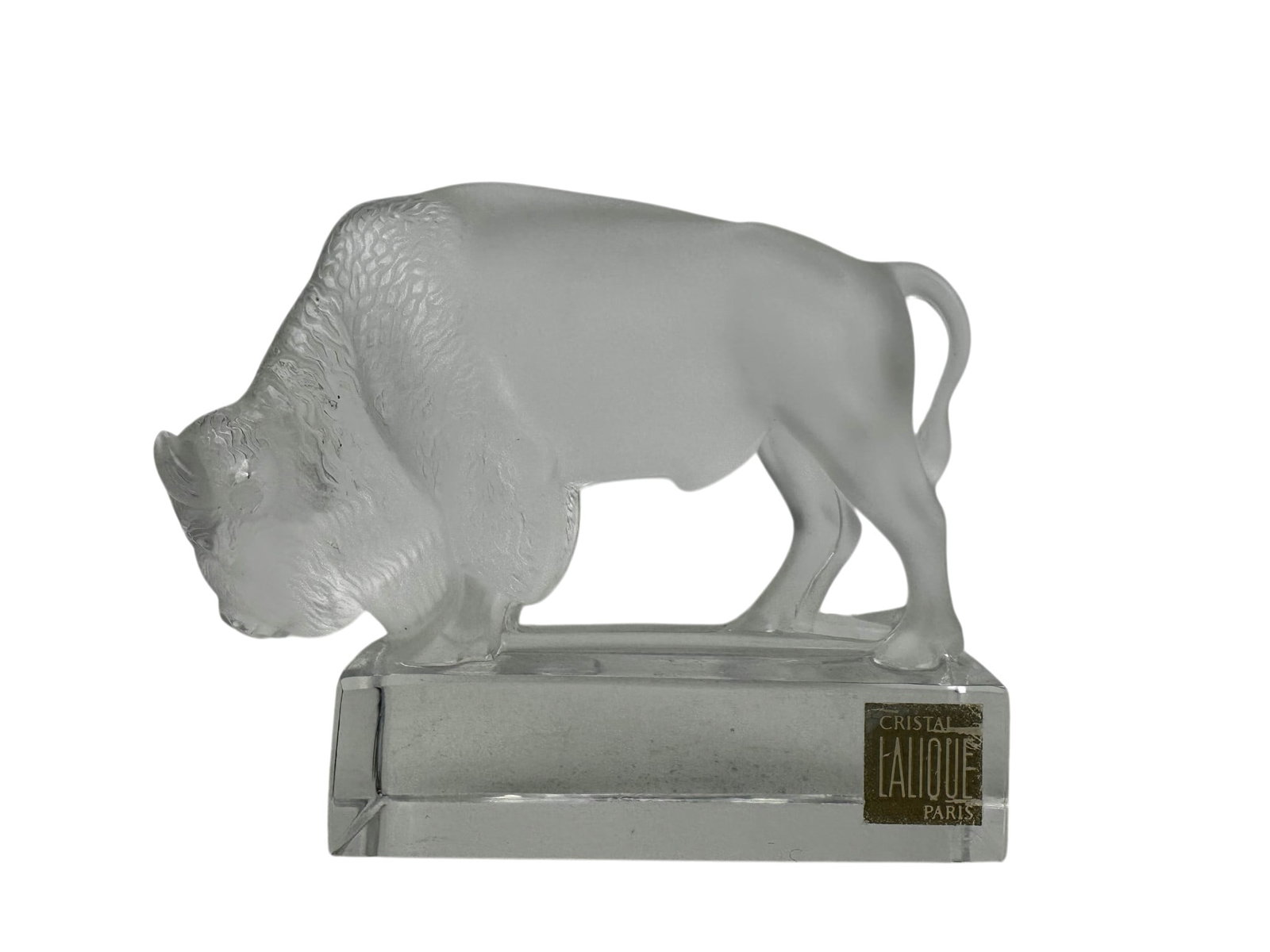 Lalique French Frosted Crystal Bison Sculpture (1 of 3)